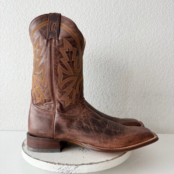 Rod Patrick Mens Cowboy Boots 15.5AAAA Perro Loco Brown Square Toe Western - Picture 2 of 12